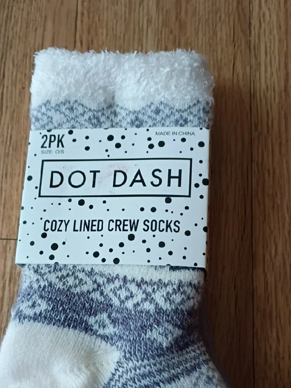 Cozy Lined Crew Socks in White and Navy